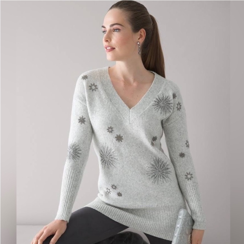 WHBM sweater with gorgeous beaded embroidery
